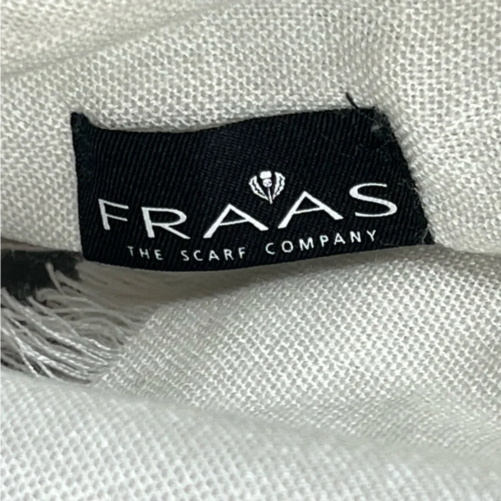 Fraas ivory plaid open front kimono shawl wrap with fringe trim, OS.